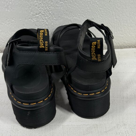 Dr. Martens Blaire Quad Platform Gladiator Sandals Black Hydro Leather Size 9 - Picture 8 of 13